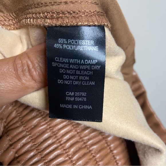 Joie Faux Leather Brown Straight Leg Pants Sz M - Picture 4 of 7